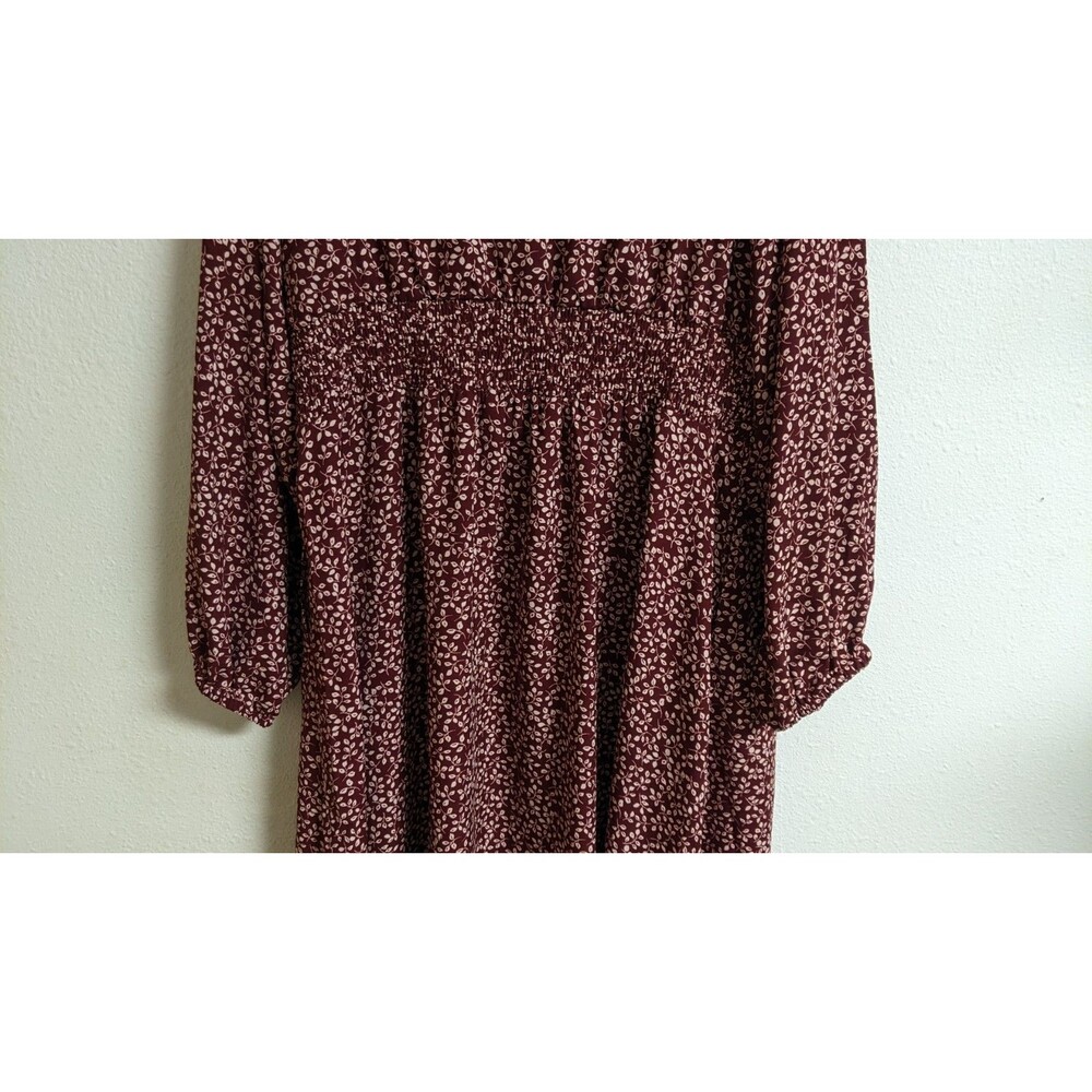 Draper James RSVP Ditsy Floral Burgundy/White Smocked Waist A-Line Dress 2X - Picture 13 of 16